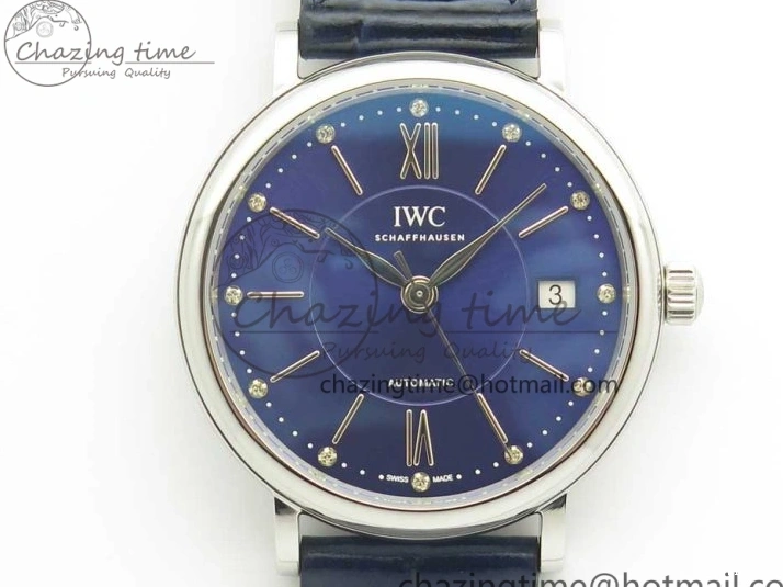 MIROTIME 0102 Portofino IW458101 SS MK 1:1 Best Edition Blue Dial On Blue Leather Strap MIYOTA MoistureWicking 7168